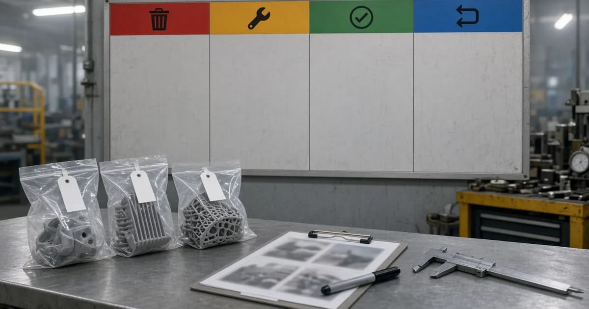 NCR disposition อะไหล่พิมพ์ 3D โรงงาน — ตัดสินใจ scrap / rework / use-as-is ให้ชัด