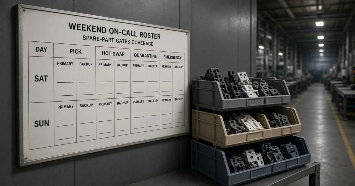 Roster ครอบคลุมสุดสัปดาห์ อะไหล่พิมพ์ 3D — ใครรับสายกะเสาร์–อาทิตย์