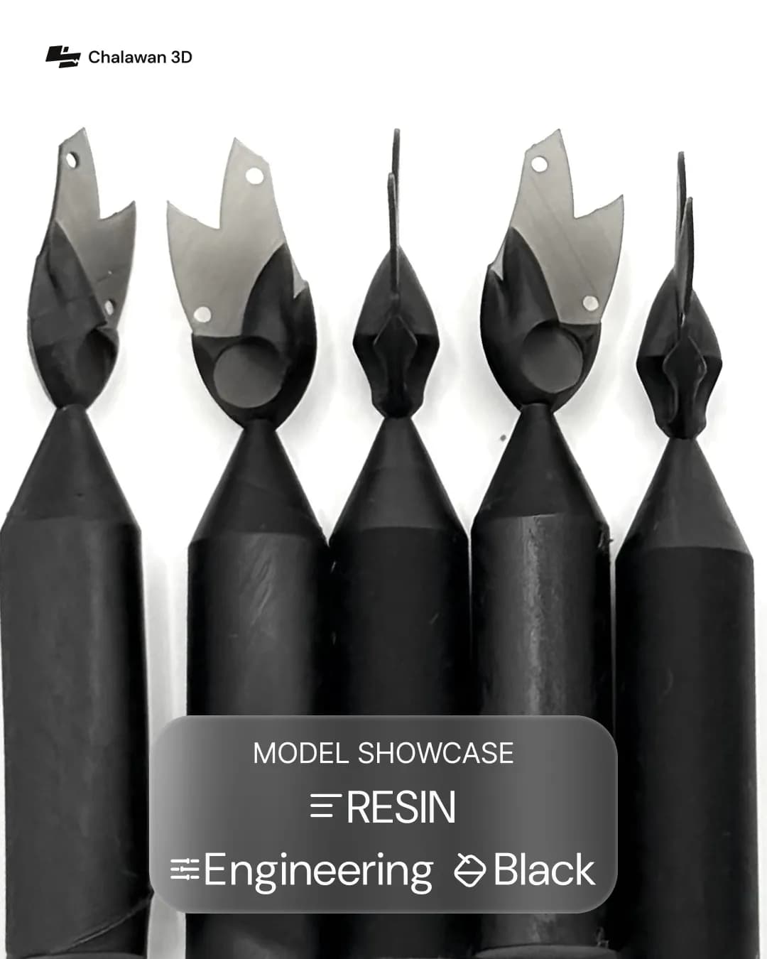 Black Resin Cylinders with Flame Tips