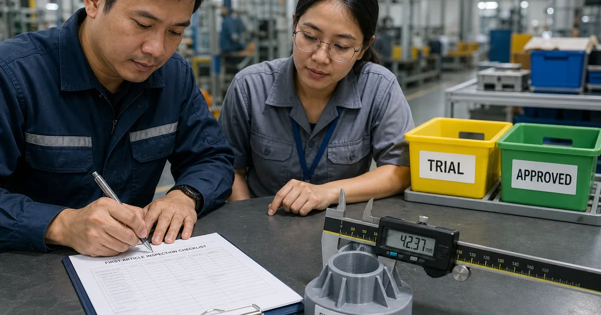 first article signoff อะไหล่พิมพ์ 3D โรงงาน — ก่อนขึ้นคลัง production