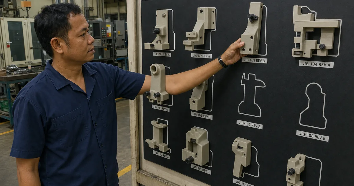 tool shadow board อะไหล่พิมพ์ 3D โรงงาน — ช่องว่าง = ชิ้นหาย ไม่ใช่ 'คงมีที่ชั้น'