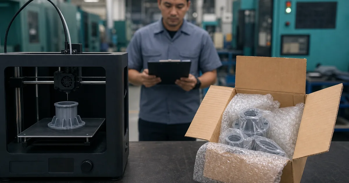 พิมพ์ 3D ในสำนักงานหรือ outsource โรงงาน — กรอบตัดสินใจสำหรับทีม maintenance ที่มีคลังอะไหล่